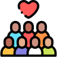 Diverse people with a heart icon
